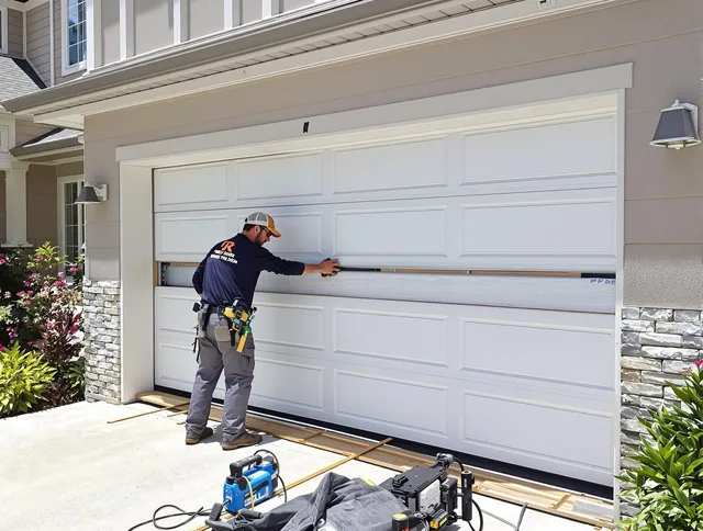 Mayfield Heights Garage Door Repair team performing complete garage door replacement at Mayfield Heights residence
