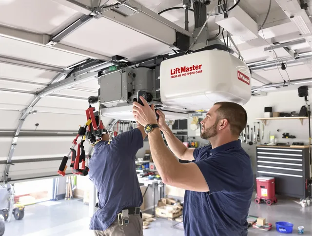 Mayfield Heights Garage Door Repair technician performing advanced diagnostics on garage opener in Mayfield Heights