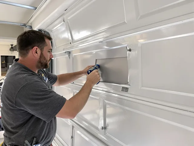 Garage door panel repair by Mayfield Heights Garage Door Repair in Mayfield Heights